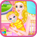 Give a birth and feeding baby icon