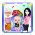 Grand Mother Caring Newborn Baby icon