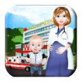 Pregnant Doctor Examines Newborn Baby icon