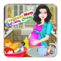 Pregnant Mom Washing Dishes icon