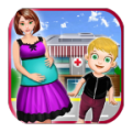 Pregnant Woman Newborn Caring icon
