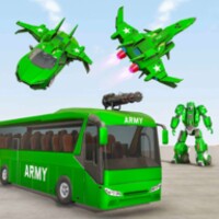 Army bus robot car game icon