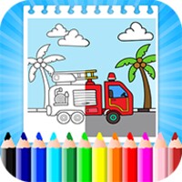 Drawing of vehicle and coloring book icon